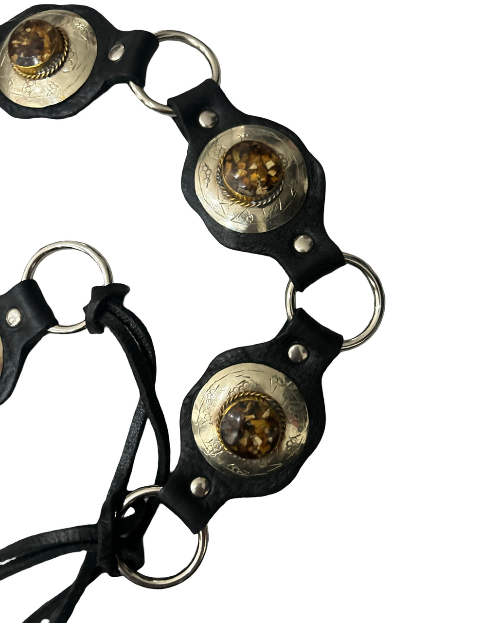 The Liora Link Belt - Ebony Leather and Brûlée Tortoise Stone