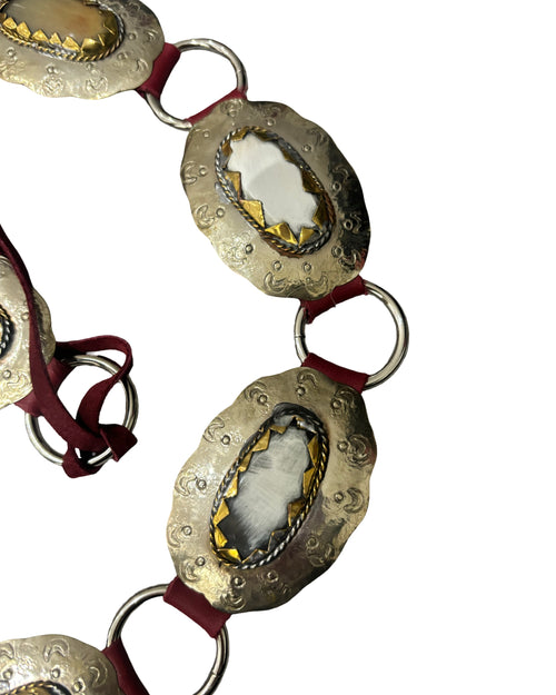 The Aurelia Belt - Crimson Leather Tie and Silver Hardware