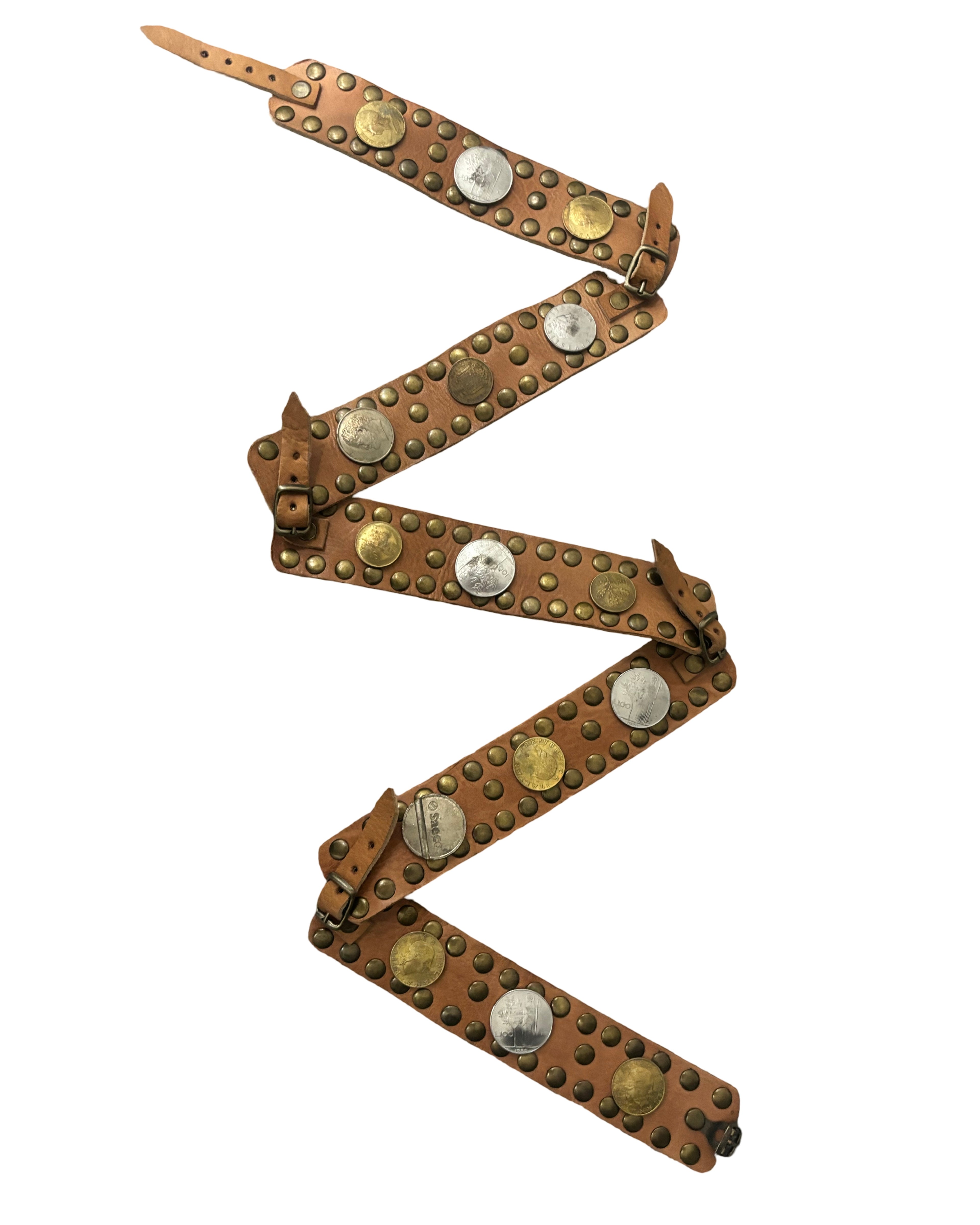 The Coinstrap Belt - Copper Coin and Rivet Detail