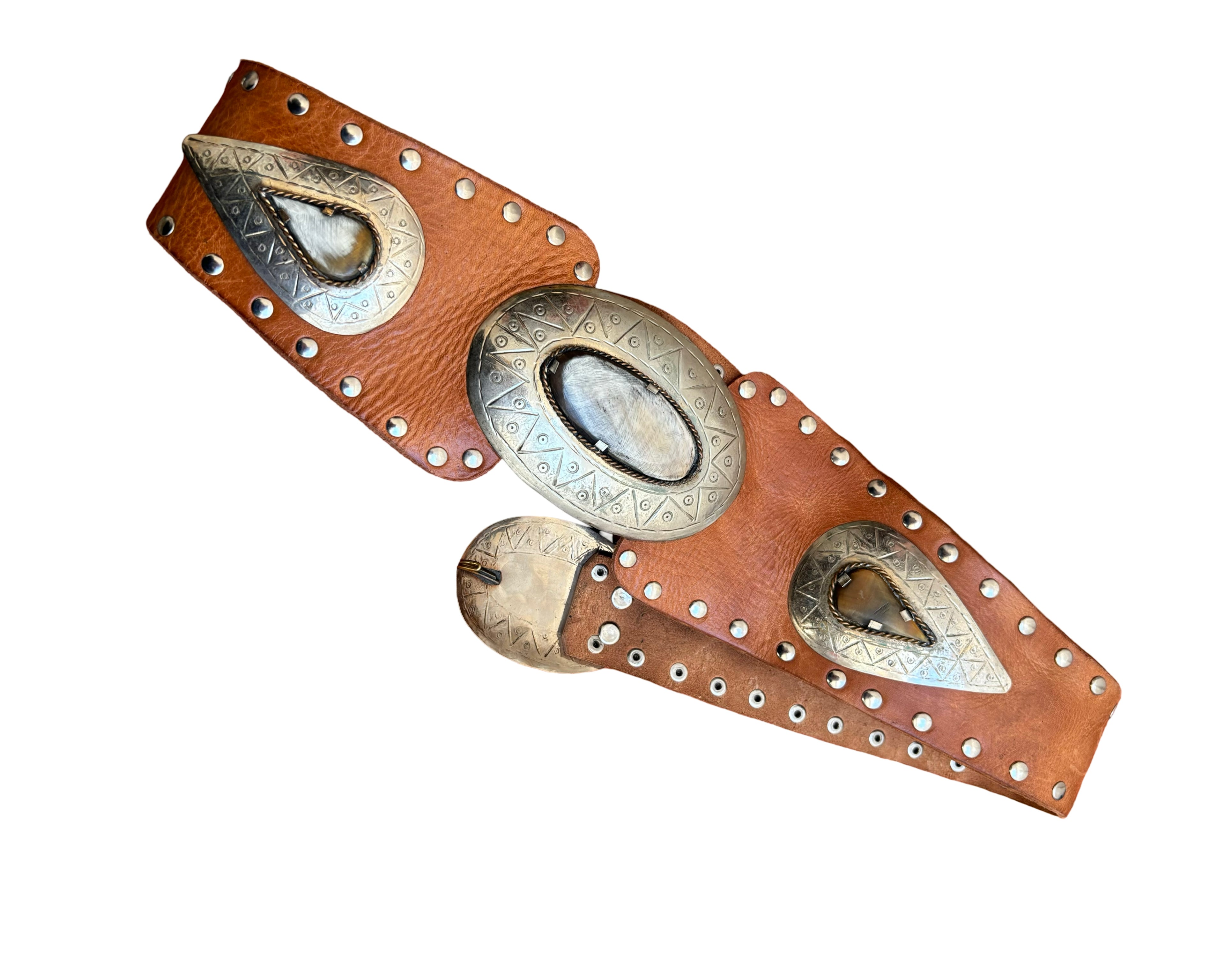 The Last Call Belt - Beach Brown Leather with Copper and natural stone