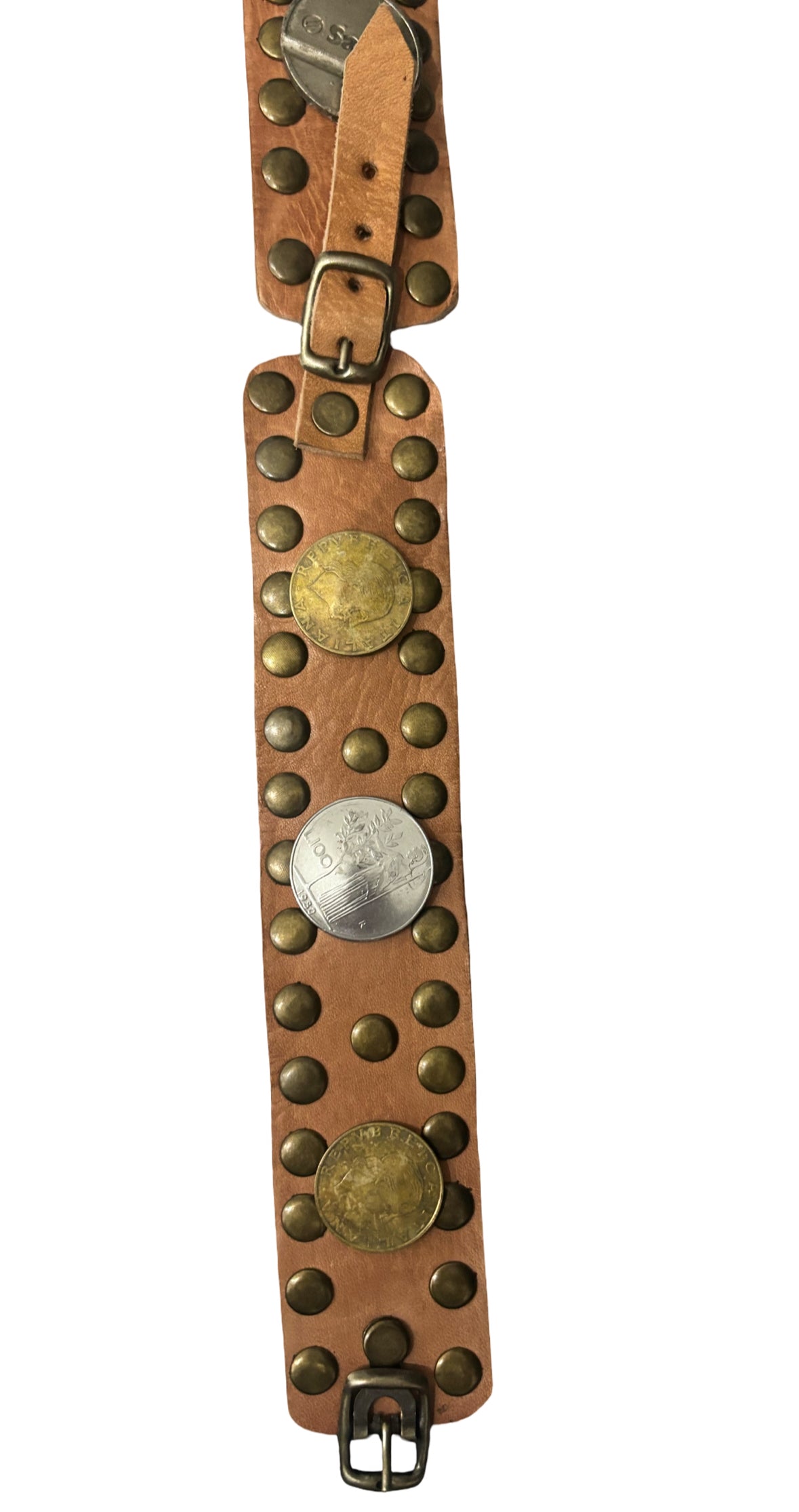 The Coinstrap Belt - Copper Coin and Rivet Detail