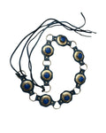 The Liora Link Belt - Washed Blue Leather and Sapphire Stone