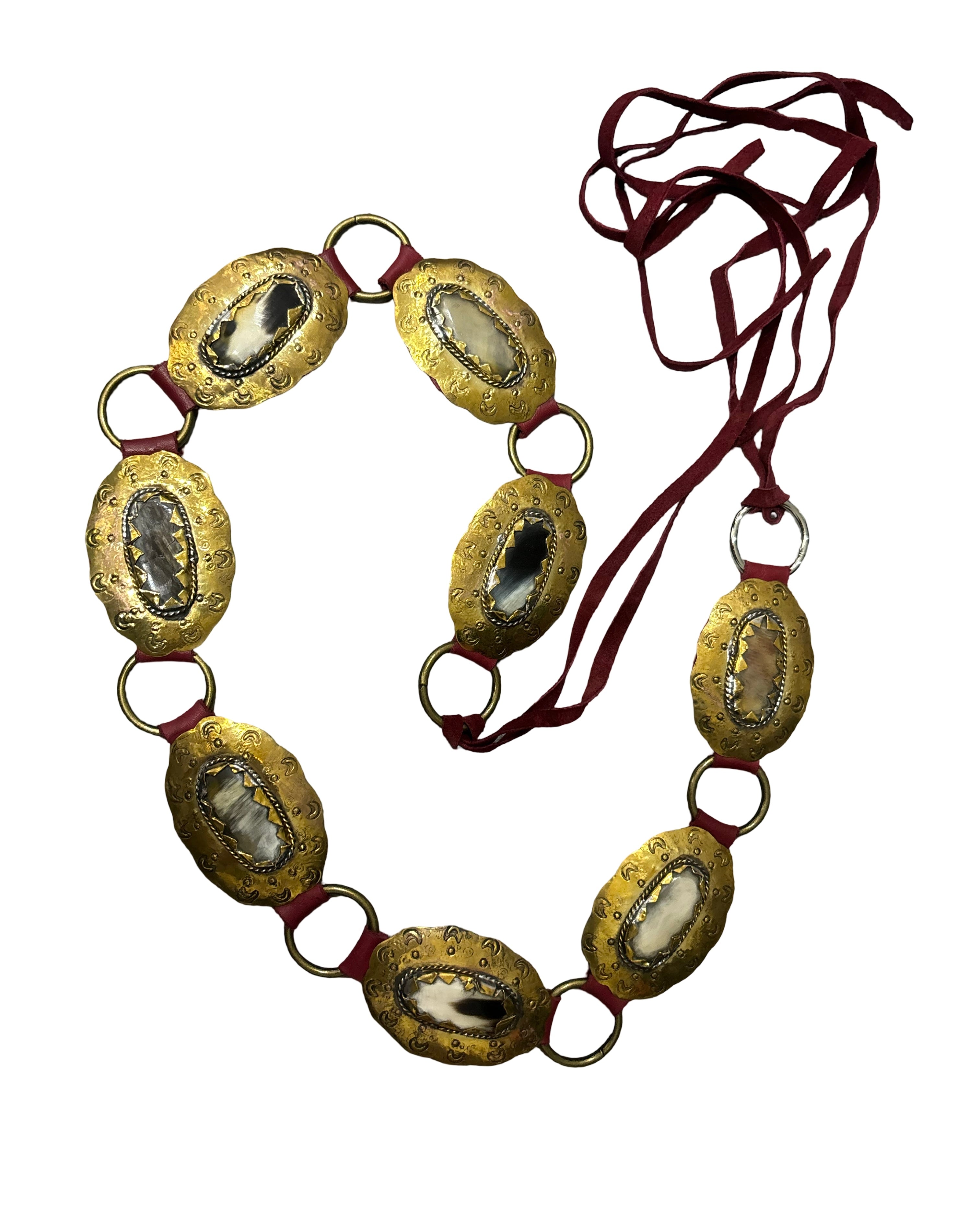 The Aurelia Belt - Crimson Leather Tie with Bronze Hardware