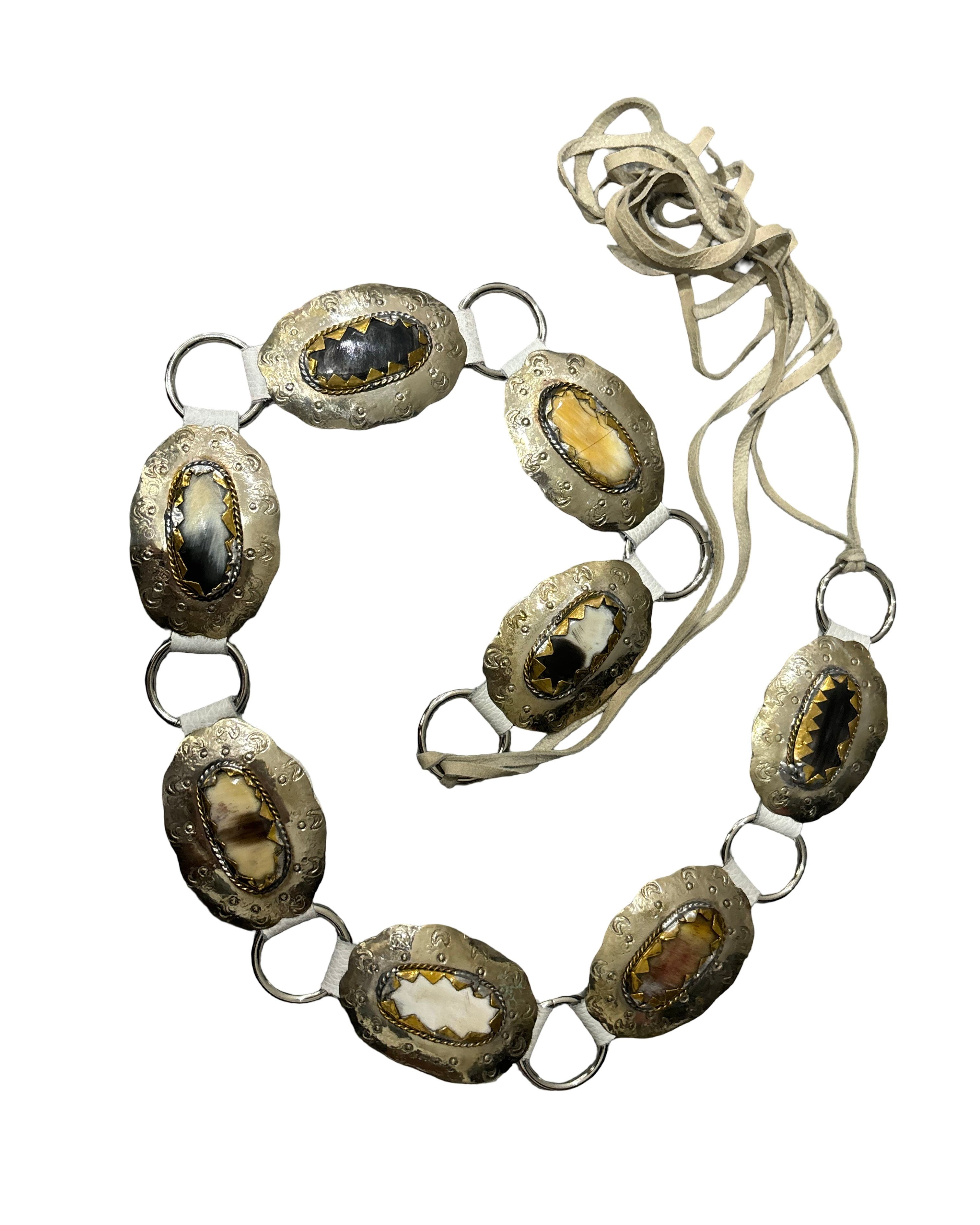 The Aurelia Belt - Pearl White Leather Tie and Silver Hardware