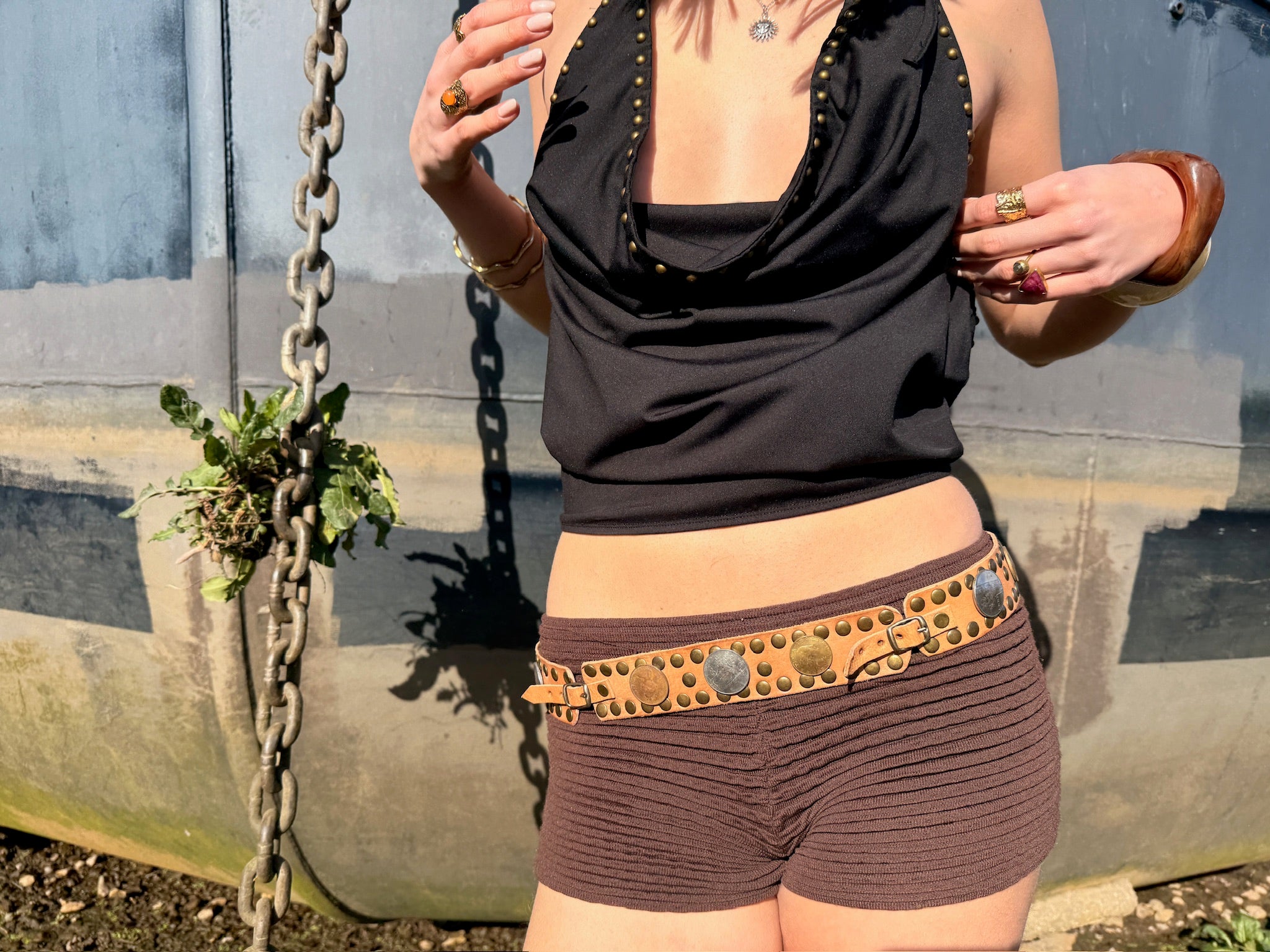 The Coinstrap Belt - Copper Coin and Rivet Detail