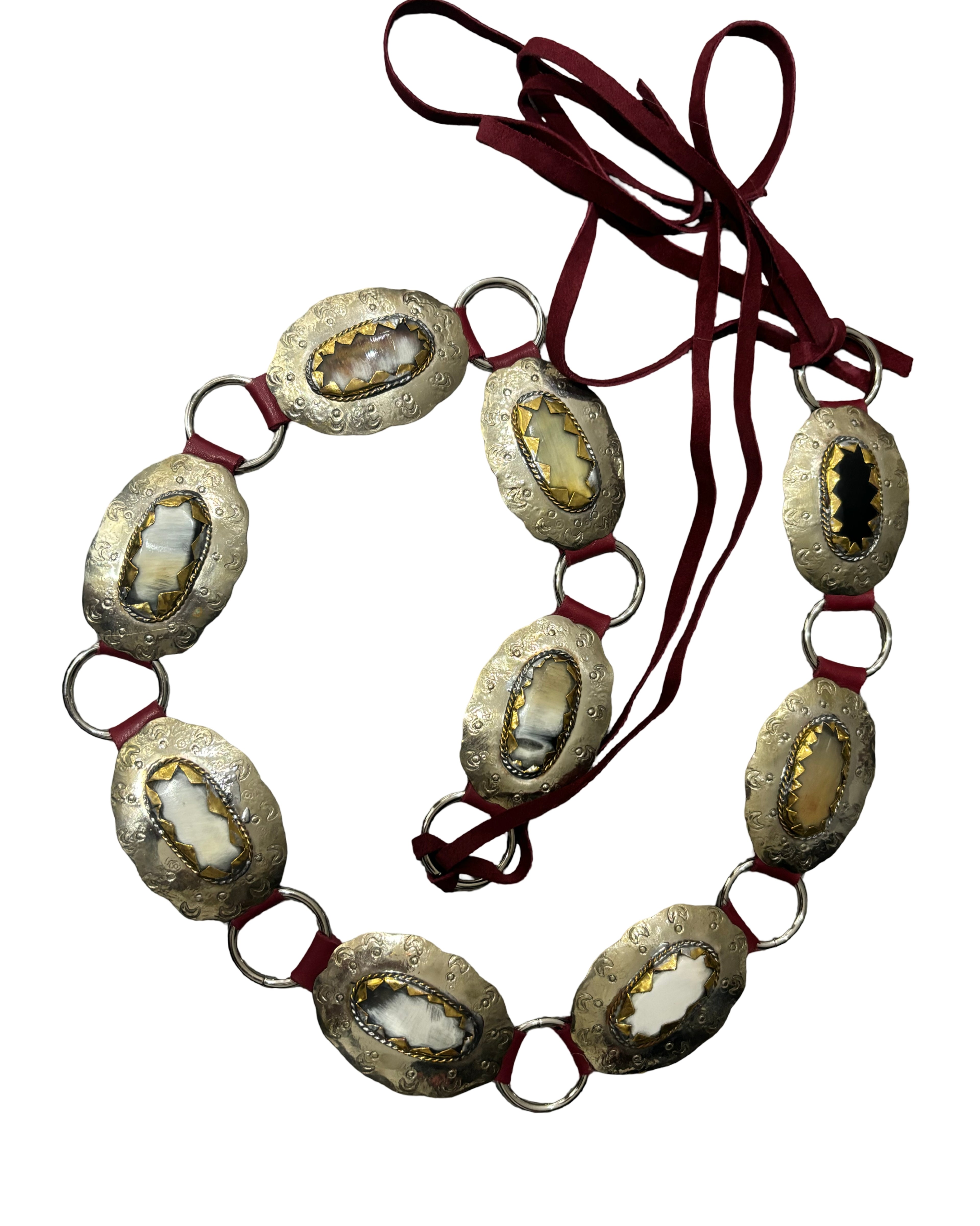 The Aurelia Belt - Crimson Leather Tie and Silver Hardware