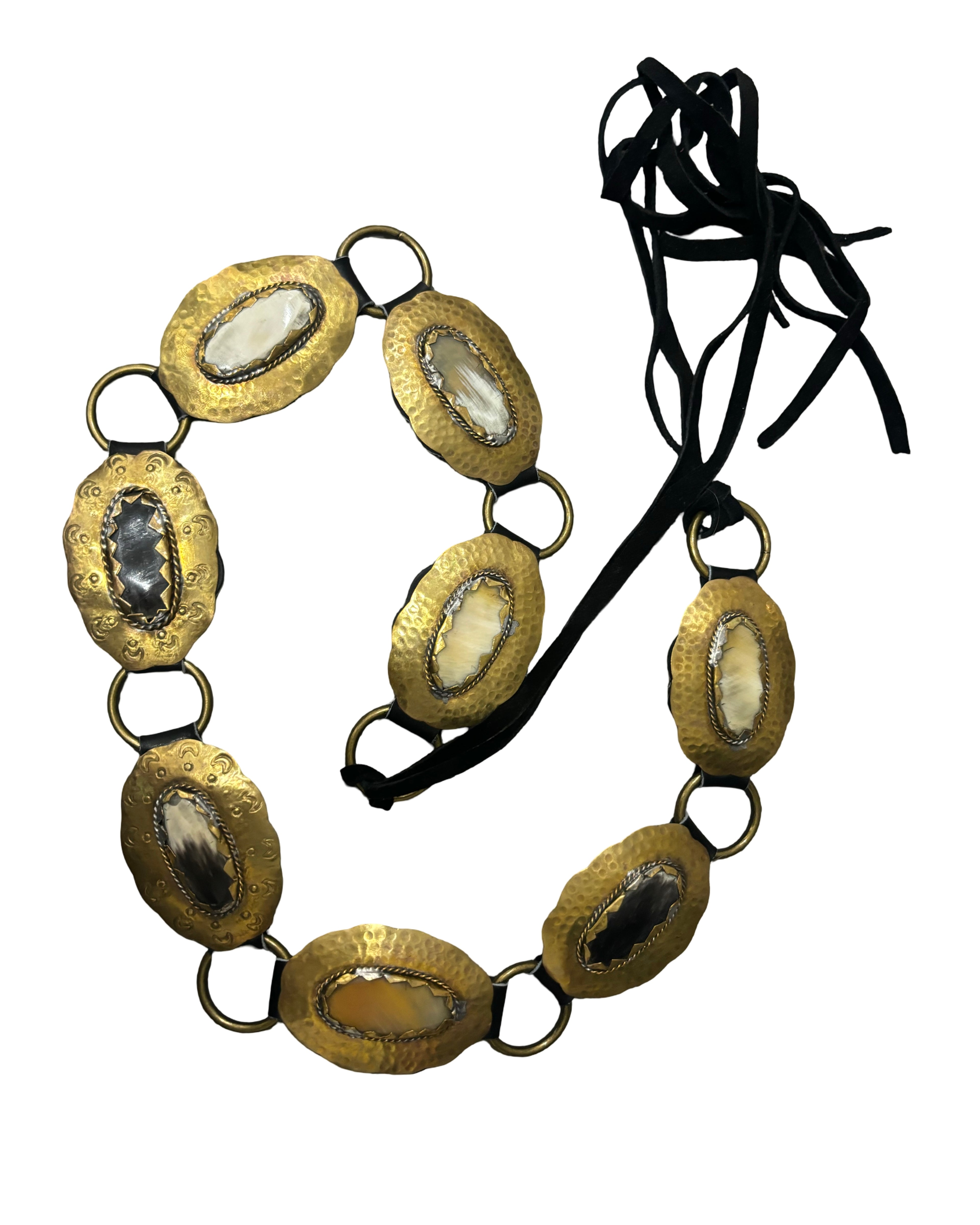 The Aurelia Belt - Carbon Black Leather Tie and Bronze Hardware