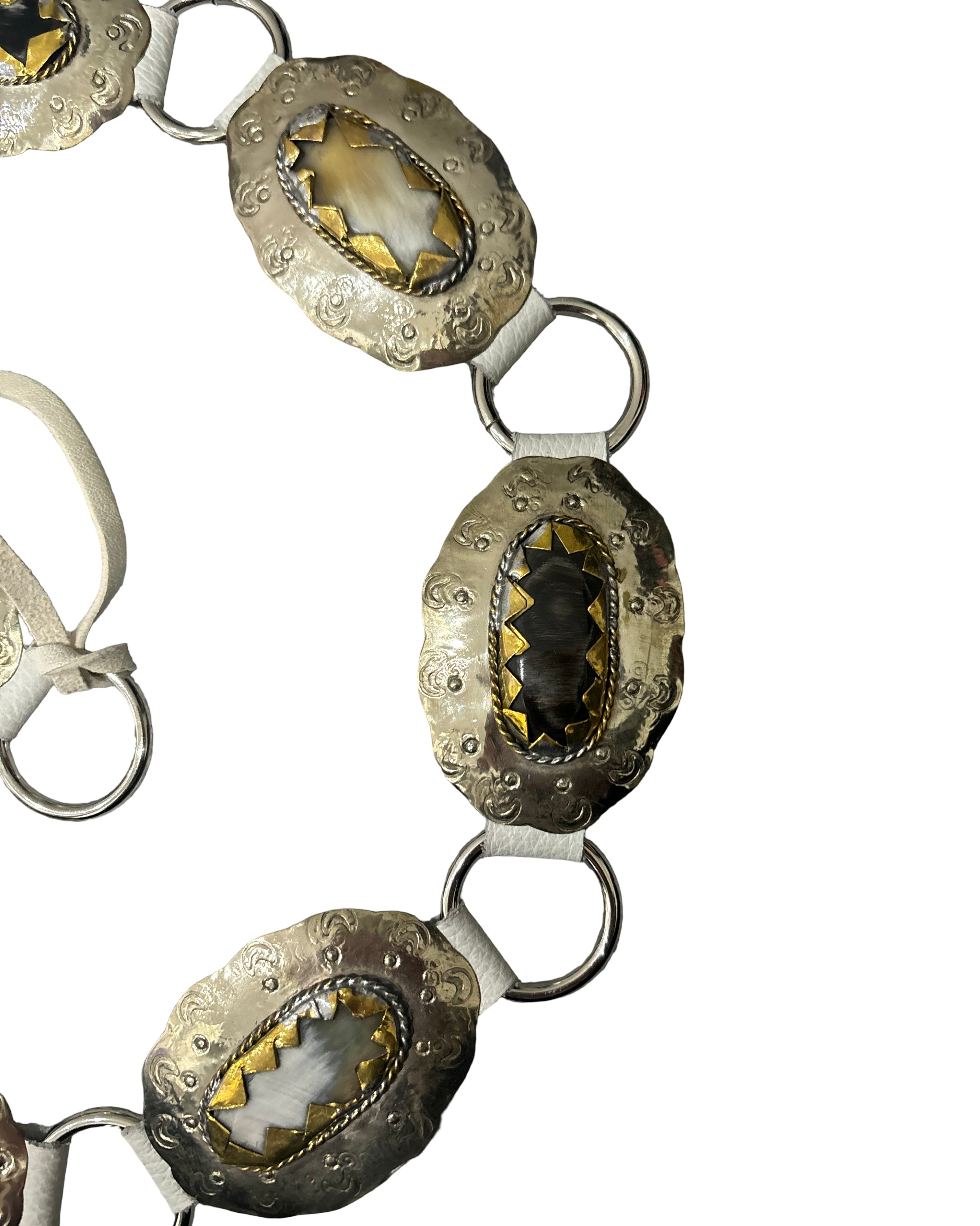 The Aurelia Belt - Pearl Leather Tie and Silver Hardware