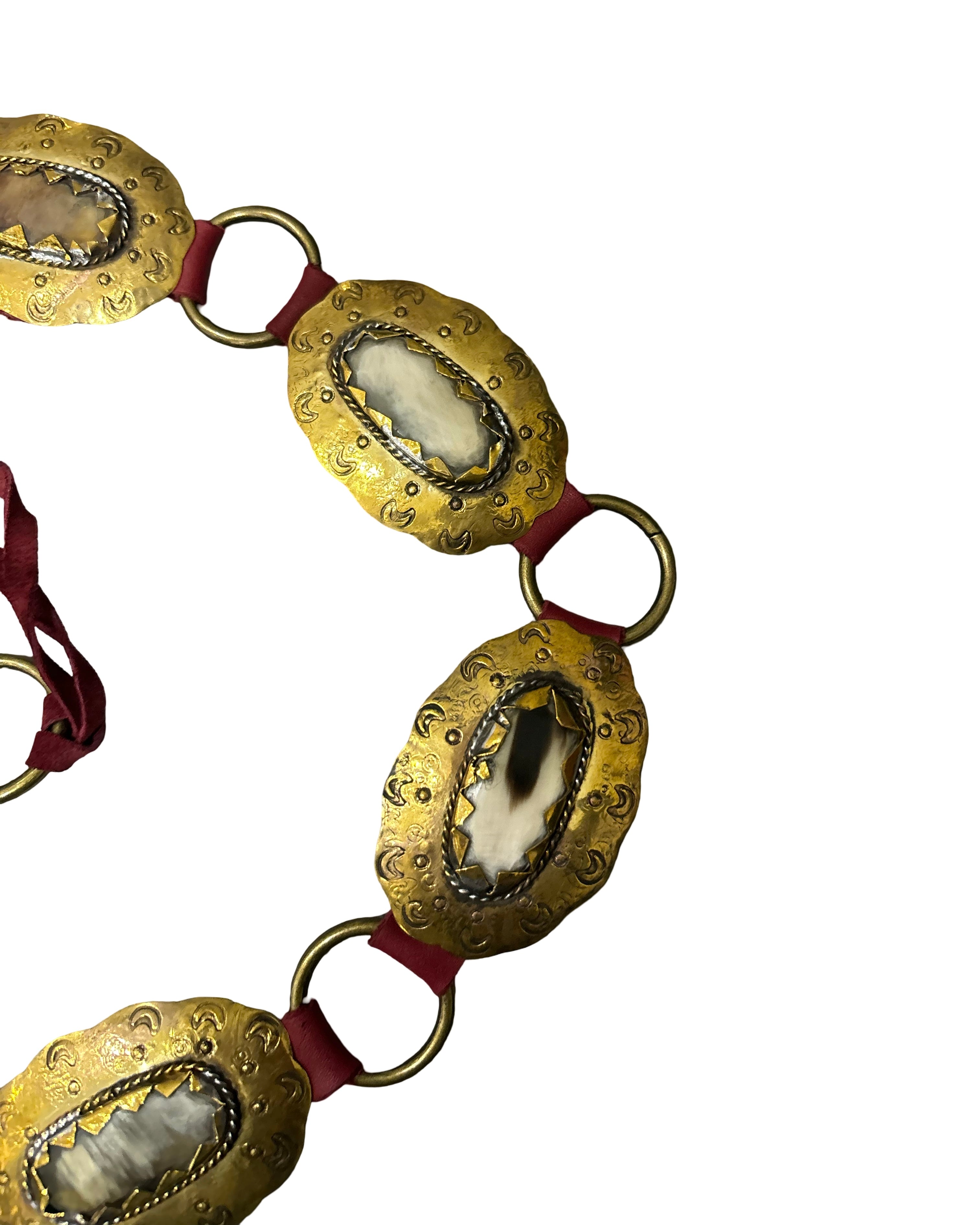 The Aurelia Belt - Crimson Leather Tie with Bronze Hardware