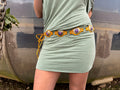 The Liora Link Belt - Mustard Yellow Leather and Violet Stone